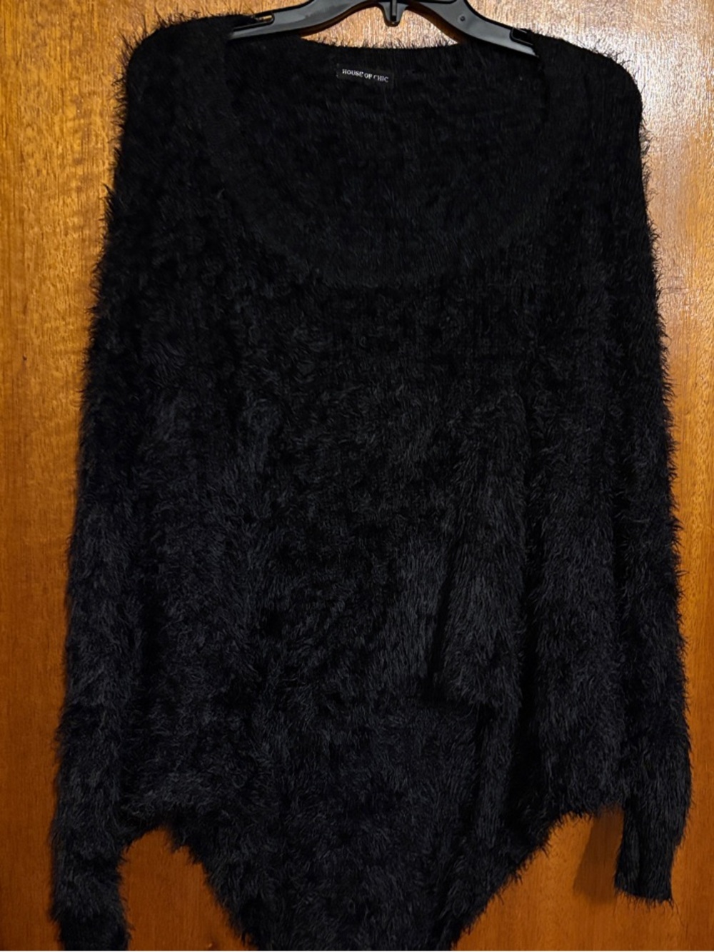 Black Fuzzy Scoop Neck Sweater